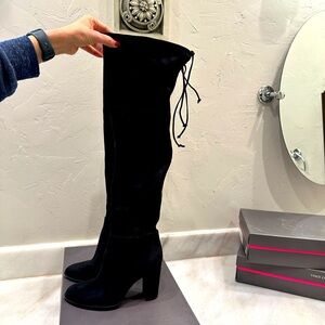 Vince Camuto VO Grady Microsuede Stretch Boots - Black - Over The Knee Boots